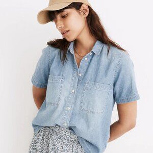 Madewell Women's Denim Short-Sleeve Button-Up Shirt XS NWT